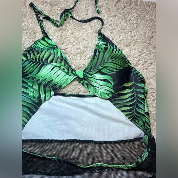 Tropical Leaf Print adult One Piece Swimsuit - Picture 5 of 5